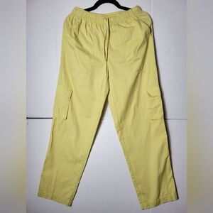 Men's Light Yellow Cargo Pants with Elastic Waist